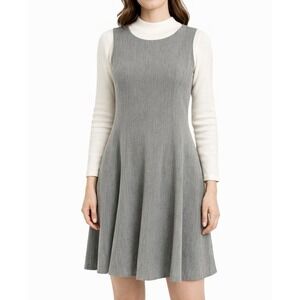 Sleeveless  Gray Heather Pleated Dress Jumper 14 Academia Y2K Office